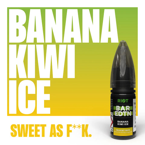 Banana Kiwi Ice 10ml Nic Salt E-Liquid by Riot Bar Edtn