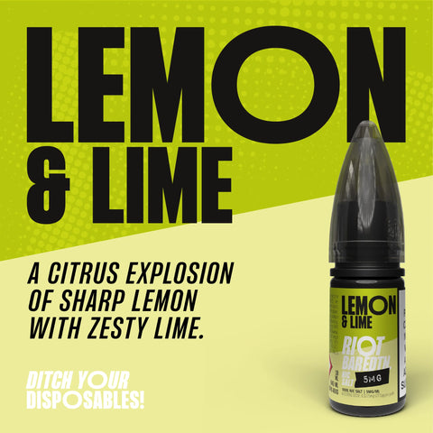 Lemon Lime 10ml Nic Salt E-Liquid by Riot Bar Edtn