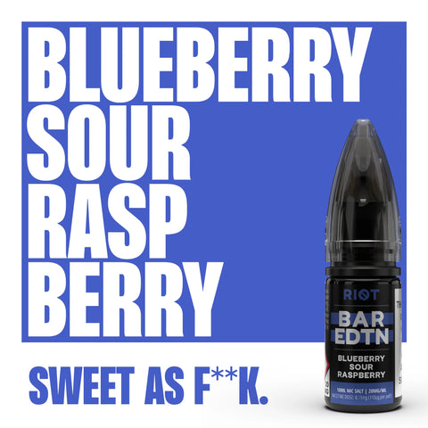 Blueberry Sour Raspberry 10ml Nic Salt E-Liquid by Riot Bar Edtn