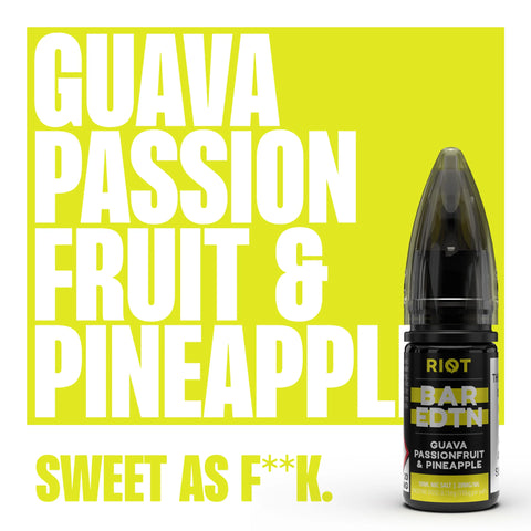 Guava Passionfruit & Pineapple 10ml Nic Salt E-Liquid by Riot Bar Edtn