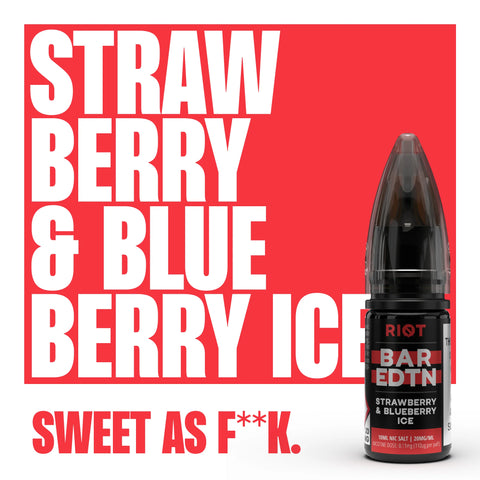 Strawberry & Blueberry Ice 10ml Nic Salt E-Liquid by Riot Bar Edtn