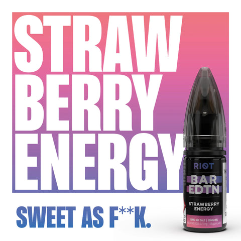 Strawberry Energy 10ml Nic Salt E-Liquid by Riot Bar Edtn