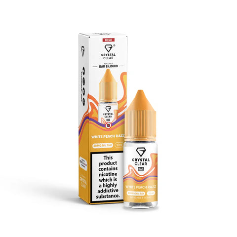 White Peach Razz 10ml Nic Salt E-Liquid by Crystal Clear