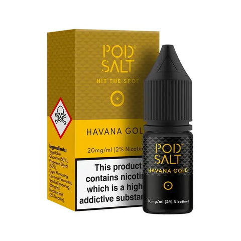 Havana Gold 10ml Nic Salt E-Liquid by Pod Salt