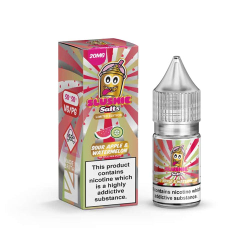 Sour Apple and Watermelon 10ml Nic Salt E-Liquid by Slushie Bar Salts