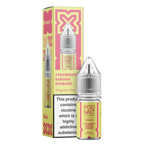 Strawberry Banana Rhubarb 10ml Nic Salt E-Liquid by Pod Salt Nexus