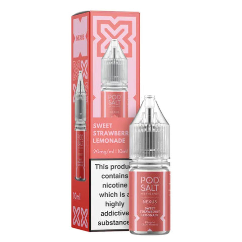 Sweet Strawberry Lemonade 10ml Nic Salt E-Liquid by Pod Salt Nexus